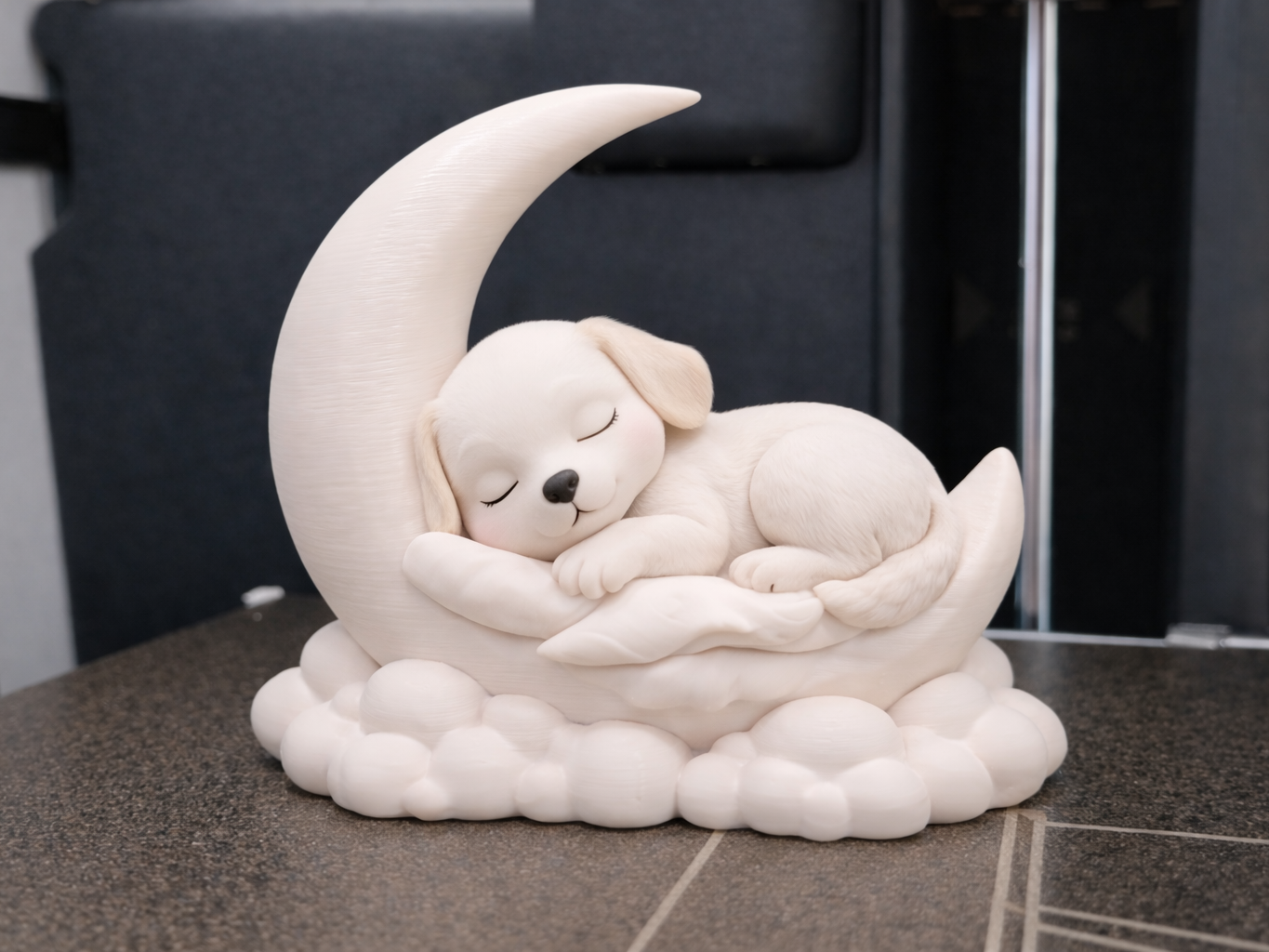 Sleeping dog on a moon