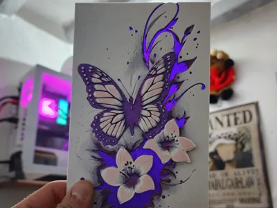 HueForge Butterfly! - Purple Flower Scene