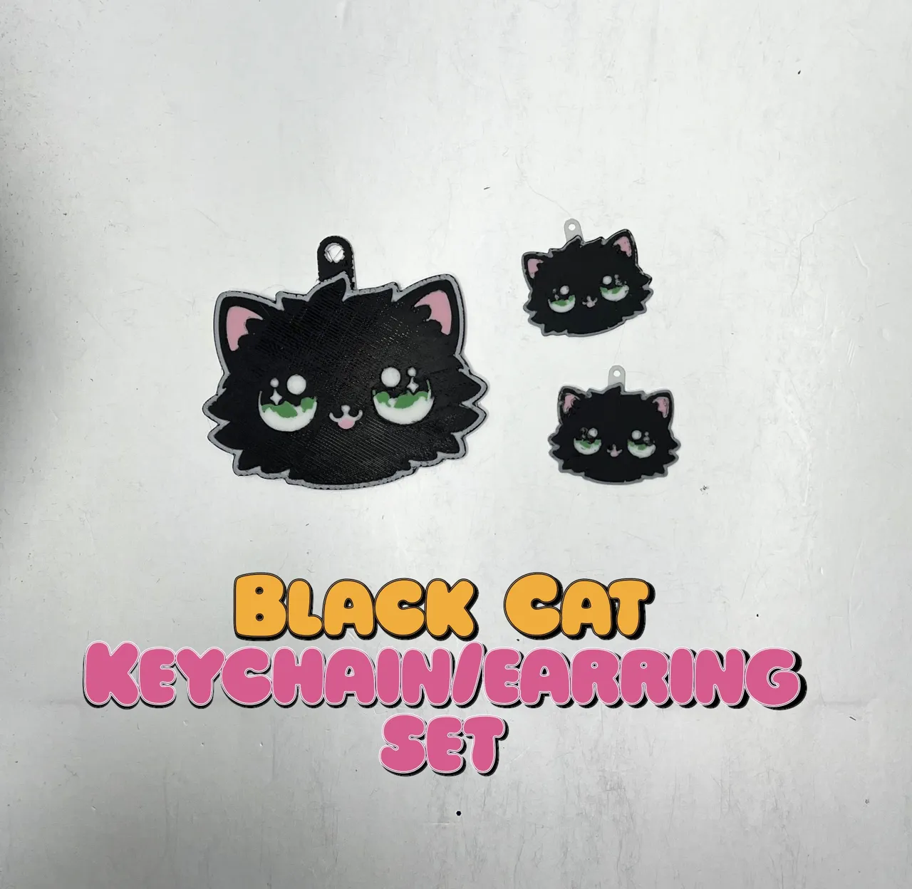 Cat Keychain and Earring Set view 2