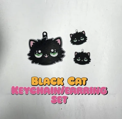 Cat Keychain and Earring Set view 2