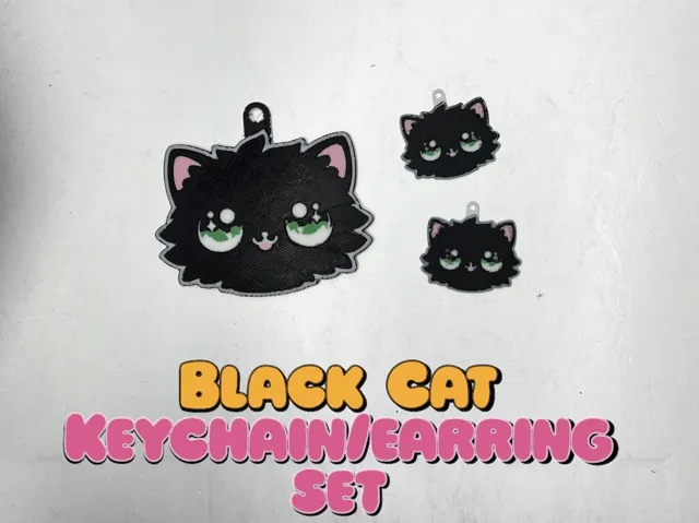 Cat Keychain and Earring Set
