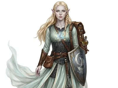 Female elf CLeric (base 25mm scalable)