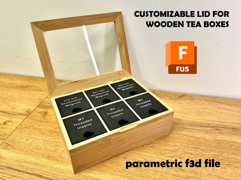 Customizable Lid Inserts for Wooden Tea Boxes