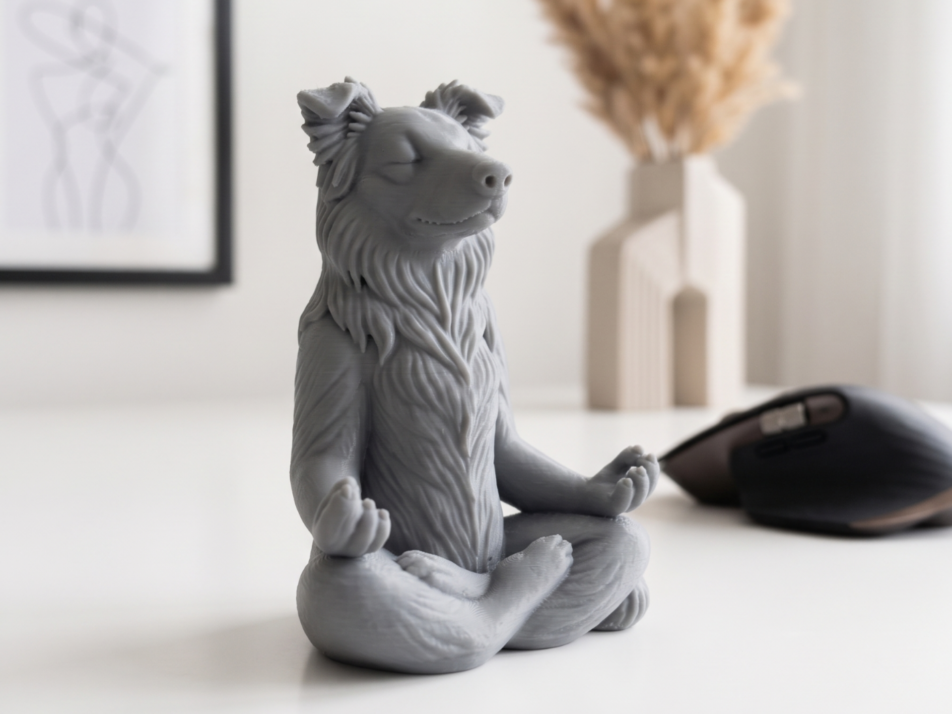 Meditating Border Collie Dog - Zen Statue