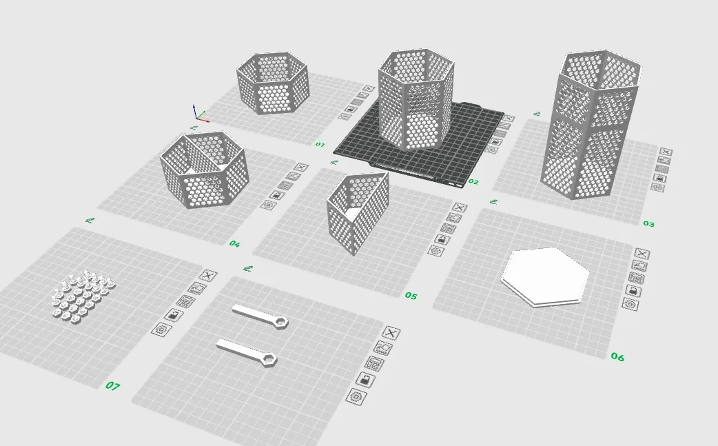 Miniatura 2 do modelo 3D 六边形(可无限拼接) 组装 组合 镂空 洞洞 收纳 收纳盒 150*100 可多个组合 一键打印友好