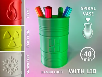 Spiral Vase Desk Bins with lid