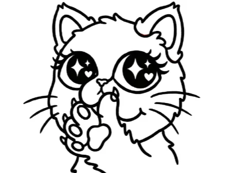 Shy Kitty - Cute One-Line Cat Face Wall Art
