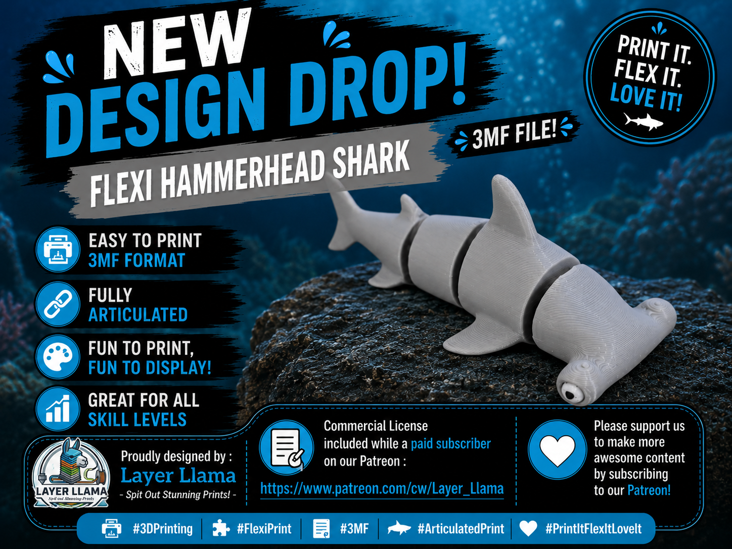 Layer Llama - Flexi Hammerhead Shark