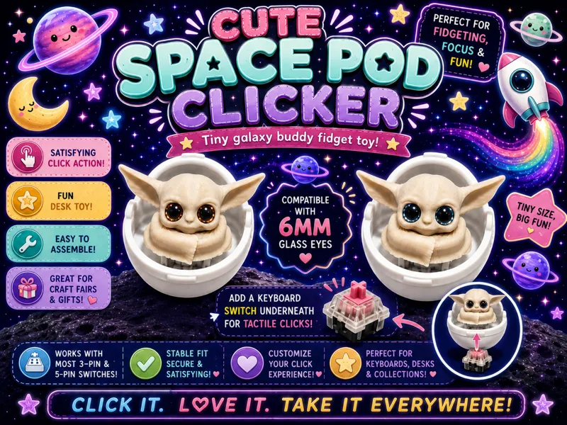 Cute Grogu Clicker - 6mm glass eye compatible