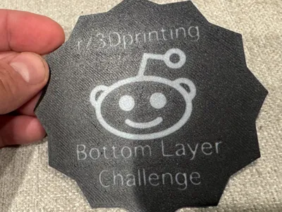 Reddit 3D Printing - Bottom Layer Challenge