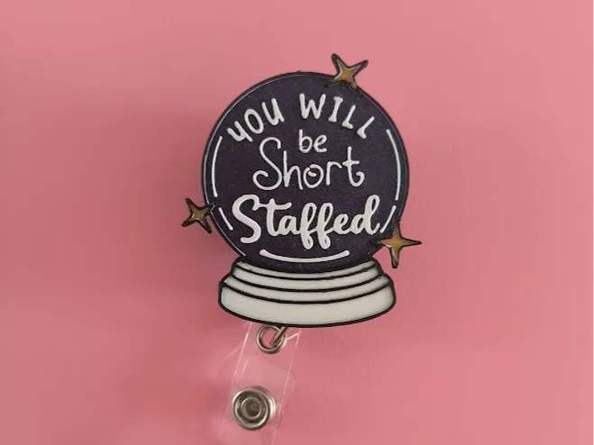 Short Staffed Badge Reel Topper/Magnet