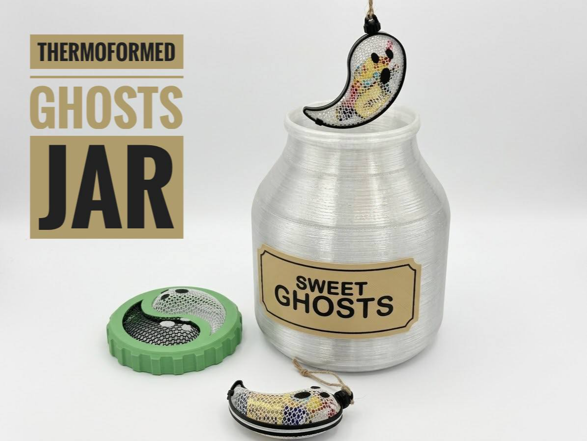Jar with thermoformed ghosts - Halloween treats - 1