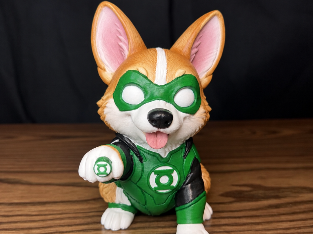 Green Lantern Corgi – Paintable Superhero Figure 3D model