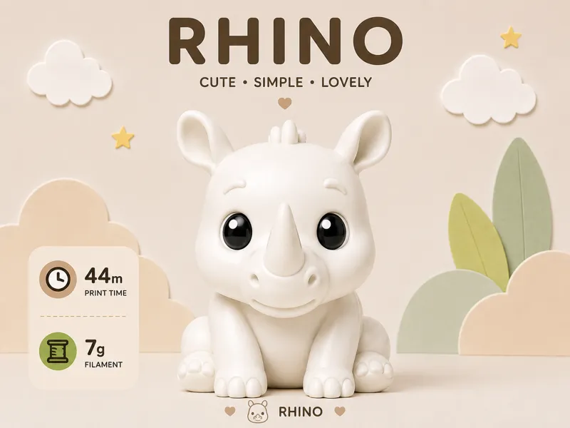 Minimalist and cute animal figurines - rhino