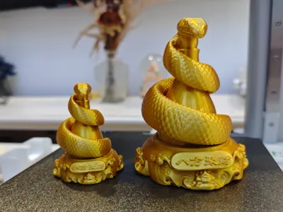 Golden Snake Embracing a Vase