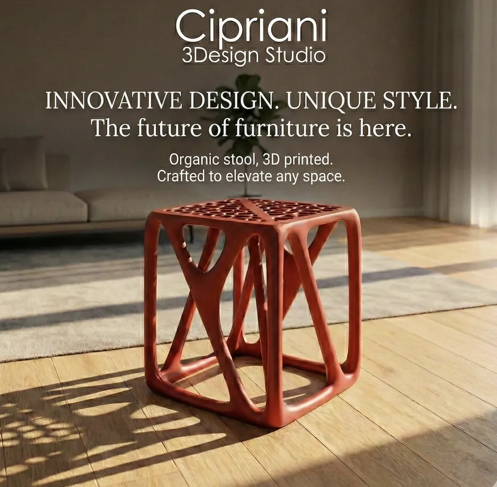 Organic Flow Stool | Architectural Side Table | - Free 3D Print