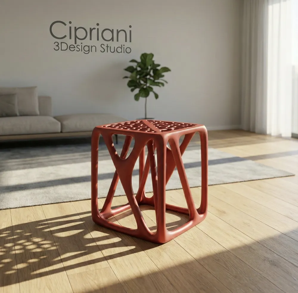 Organic Flow Stool | Architectural Side Table | - Free 3D Print
