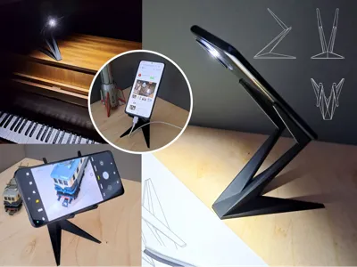 Desk lamp and phone holder
