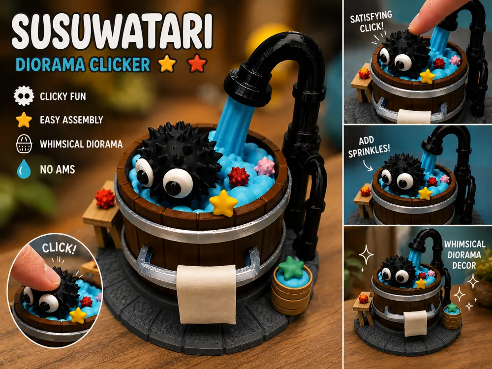 Escenografía en miniatura: Susuwatari Diorama Clicker. Referencia del modelo original.