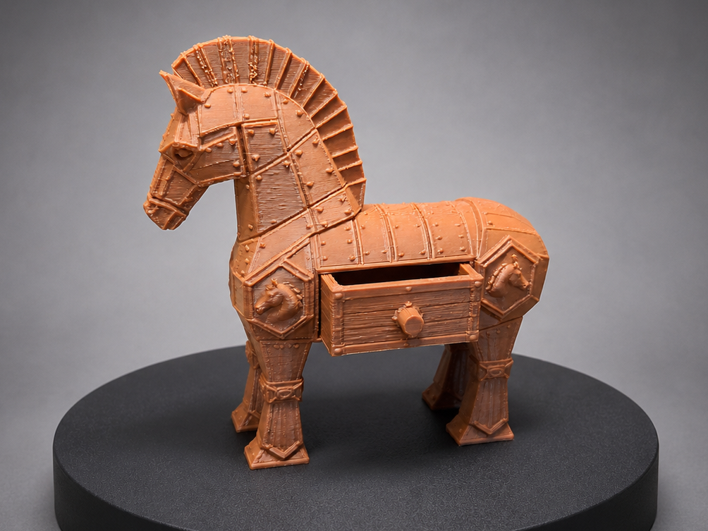 Homer's Epic Trojan Horse With Secret Drawer