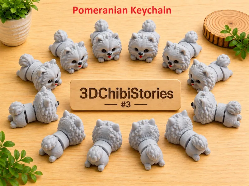 Cute Flexi Pomeranian Keychain | Single Color