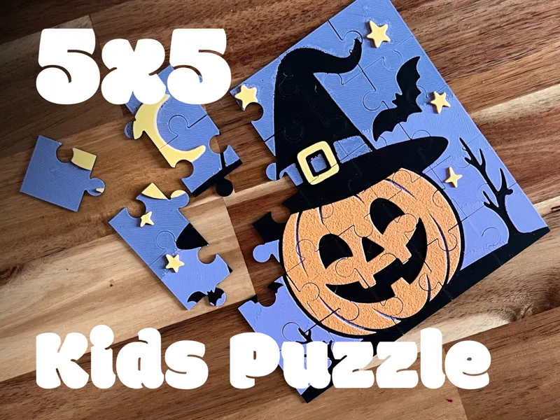 Halloween Pumpkin with Witch Hat 5x5 Kids Puzzle