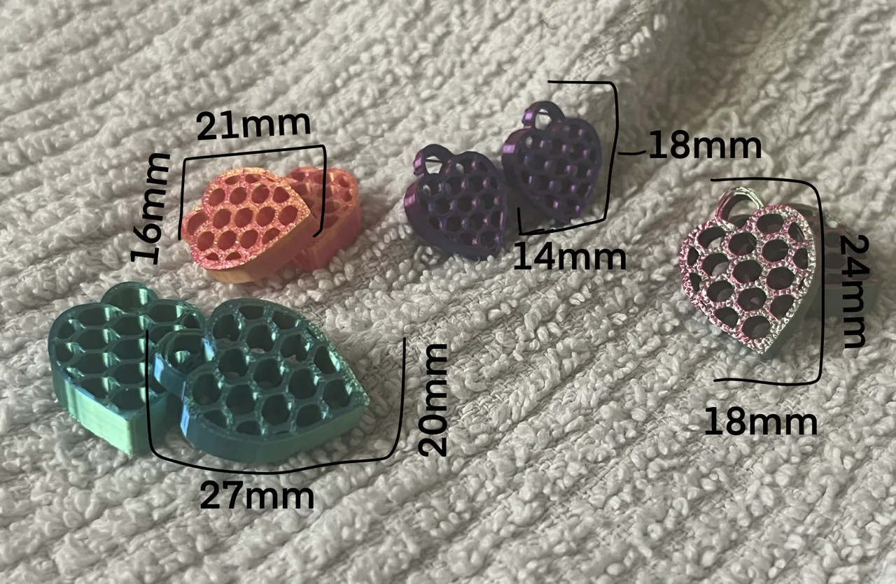 Honeycomb heart earrings view 4