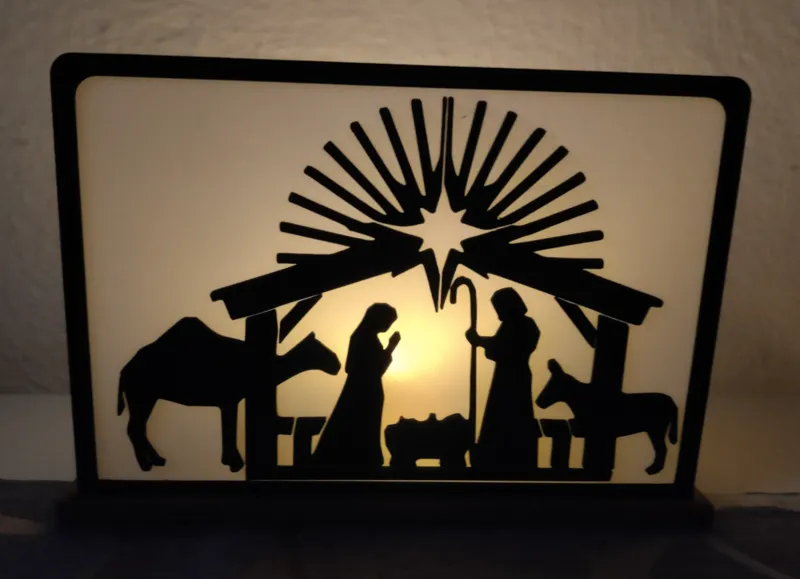 Weihnachtskrippe beleuchtet