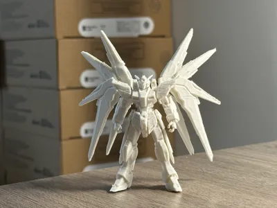 Monochrome High-Detail Gundam Figurine, Print-in-Place