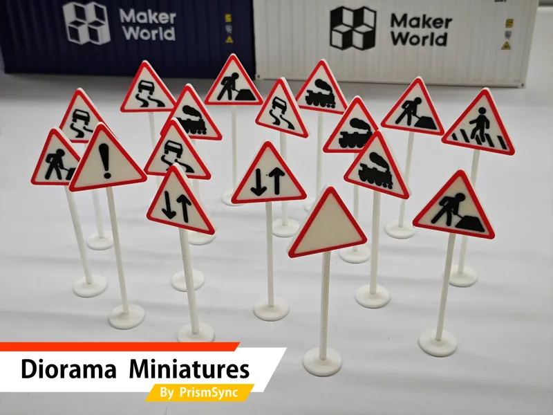 [Diorama Miniature]Triangular Warning Traffic Sign