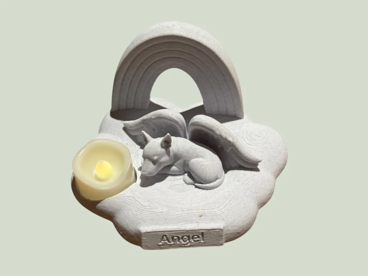 Angel Bull Terrier on Cloud Rainbow Memorial - Free 3D Print Model ...