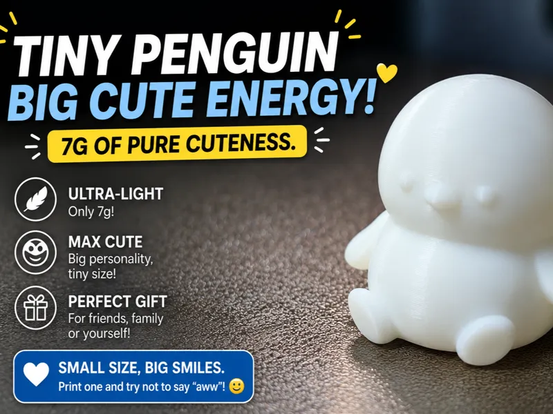 Tiny Penguin – Cute Mini Desk Buddy (7g Print)