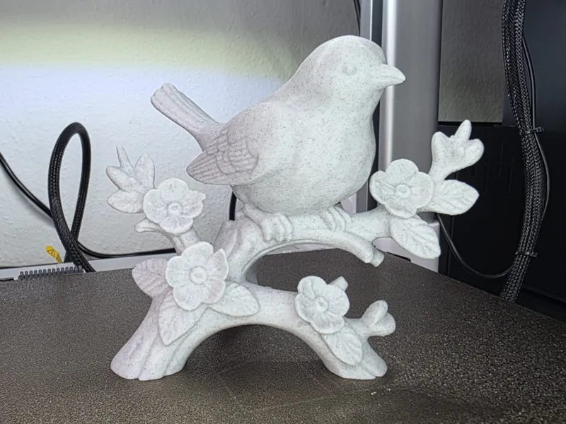 Spring Bird on Blossoming Branch – Marble Look