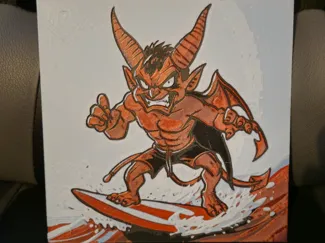 Surfing devil Hueforge