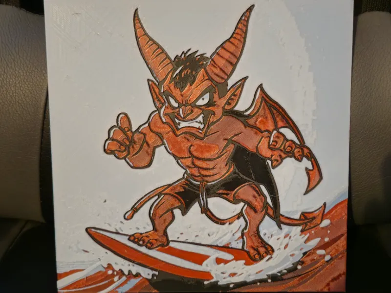 Surfing devil Hueforge