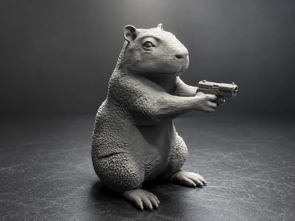 Tapa o cubierta: Capybara Desk Gangster. Referencia del modelo original.