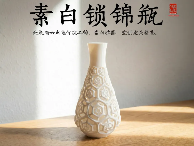 素白锁锦瓶—锁锦层工，素珑古仪