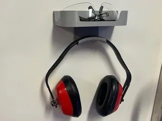 Earmugg and safety glasses holder