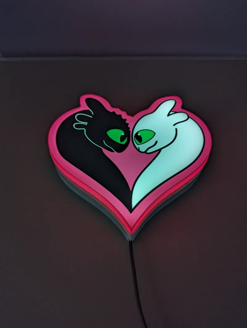 Dragon love heart light box Toothless x Fury