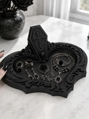 Bandeja organizadora: Goth Coffin Cross Jewelry Tray and Ring Holder — vista de referencia 2