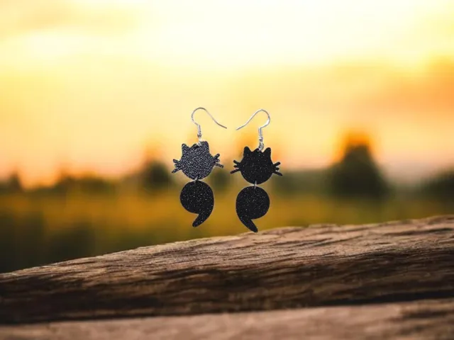Semicolon cat earrings