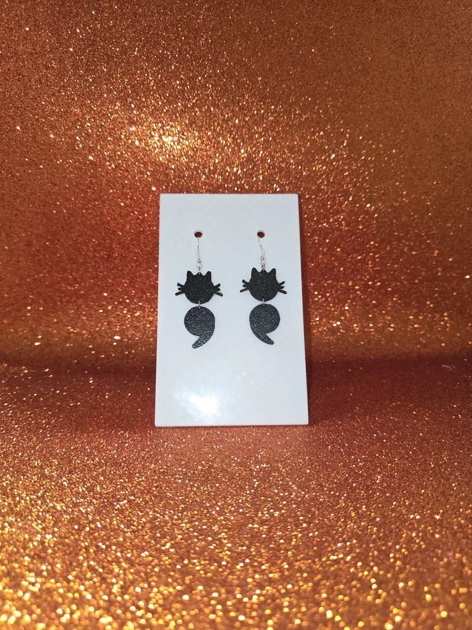 Semicolon cat earrings view 2