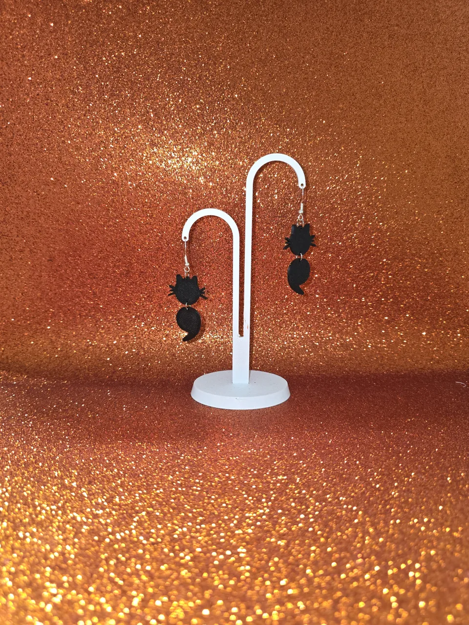 Semicolon cat earrings view 3