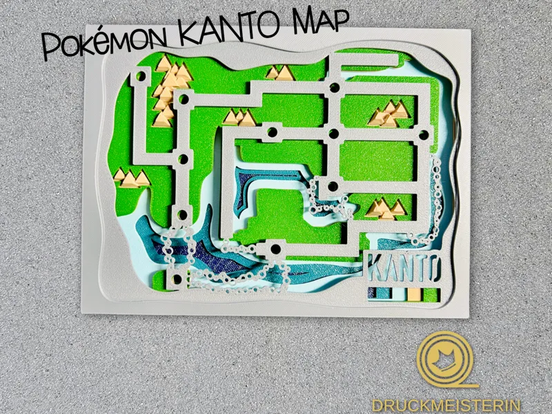 KANTO Pokémon Map Paper Cut Style