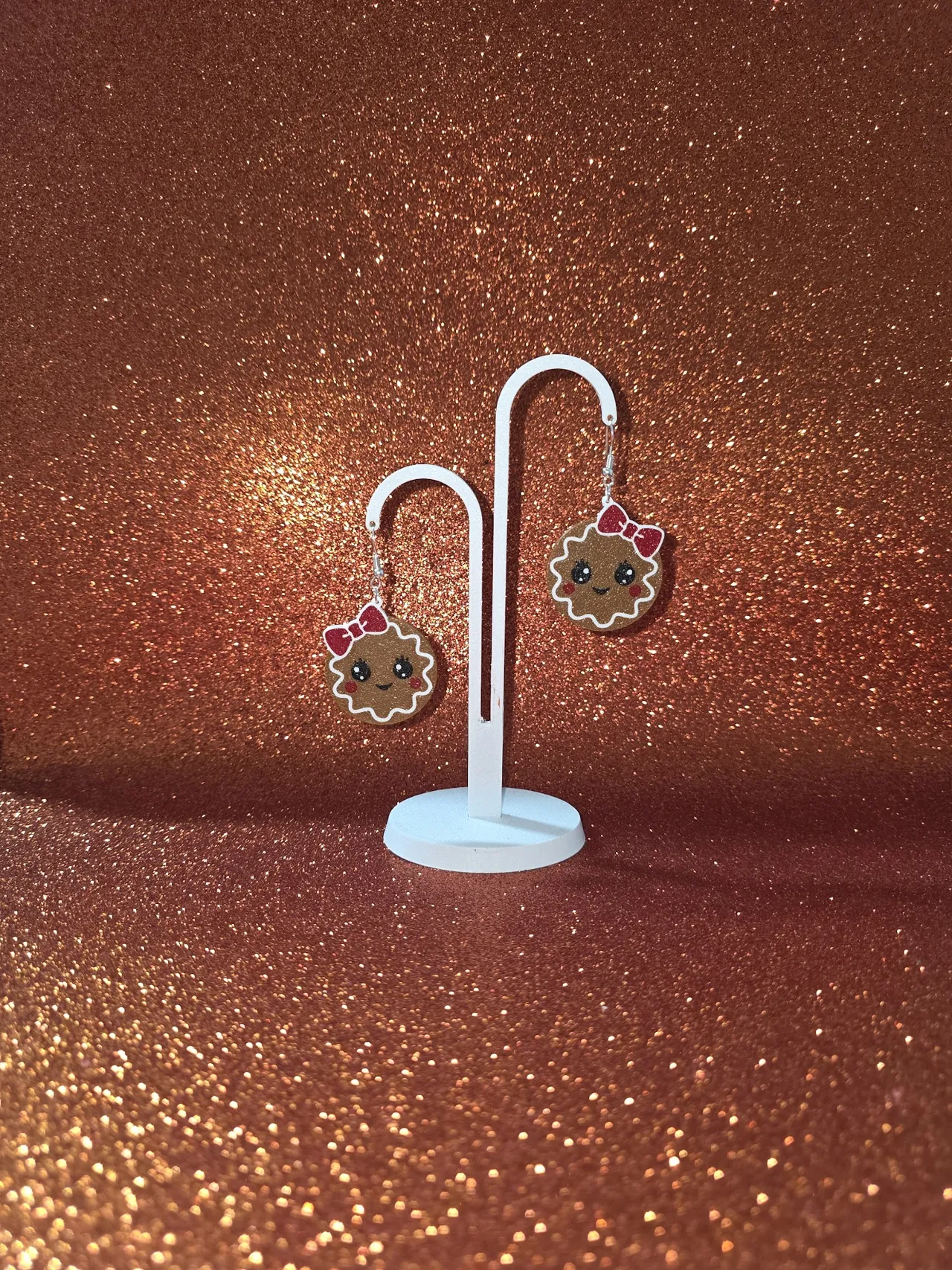 Cute Christmas cookie earrings view 3