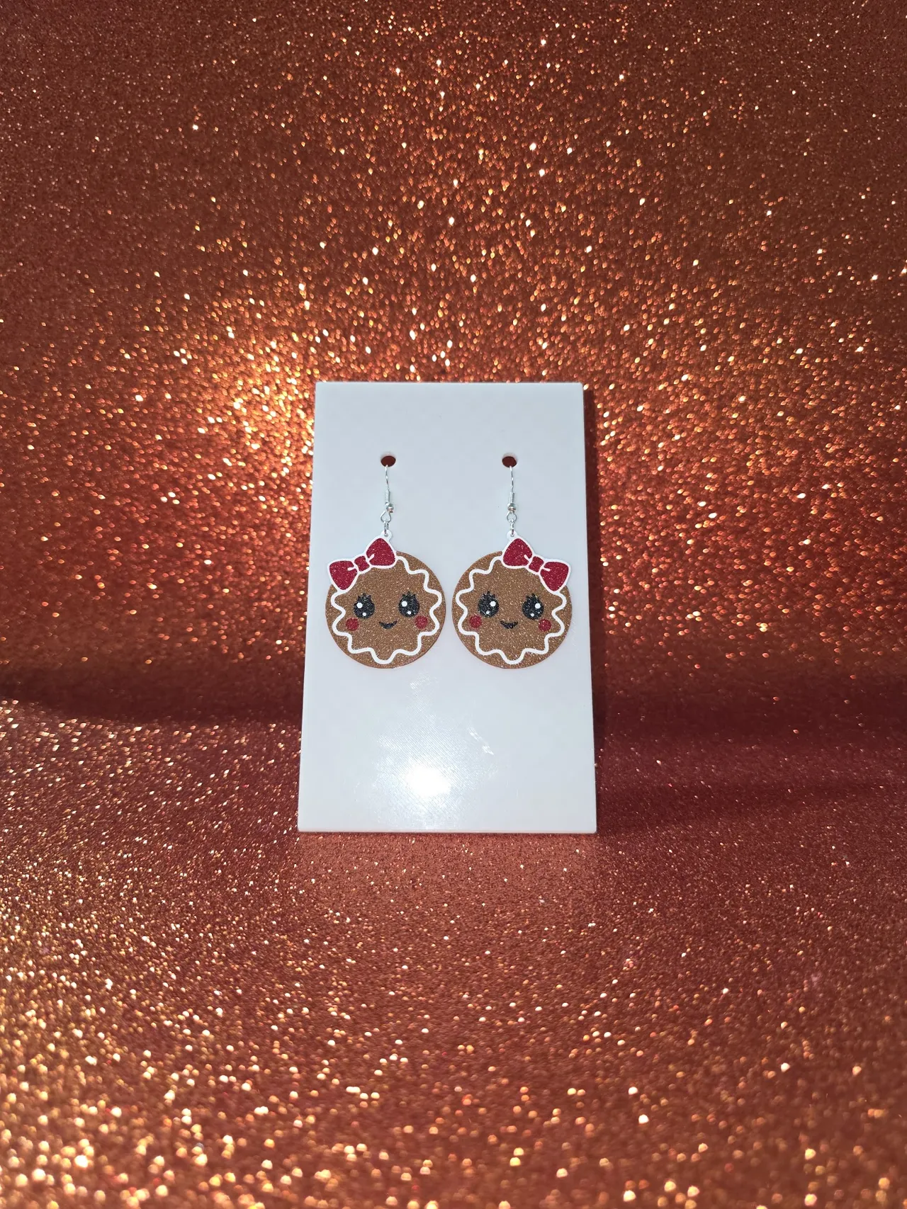 Cute Christmas cookie earrings view 2