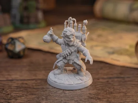 Adorno temático: Mad Gnome Alchemist - Pyrotechnic Artificer (32mm) — referencia de MakerWorld
