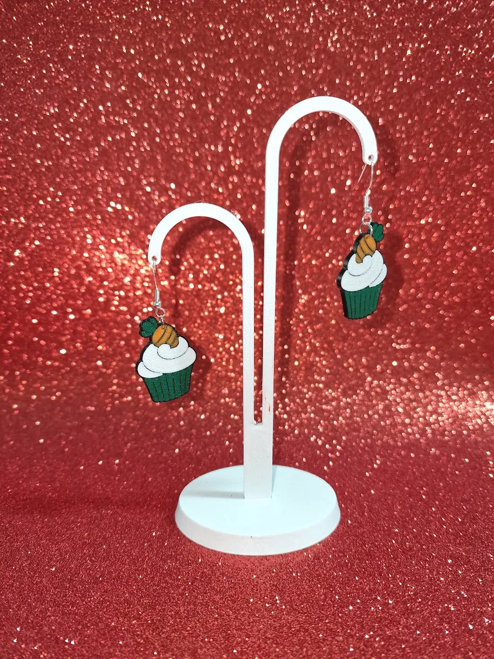 Carrot cupcake earrings view 3