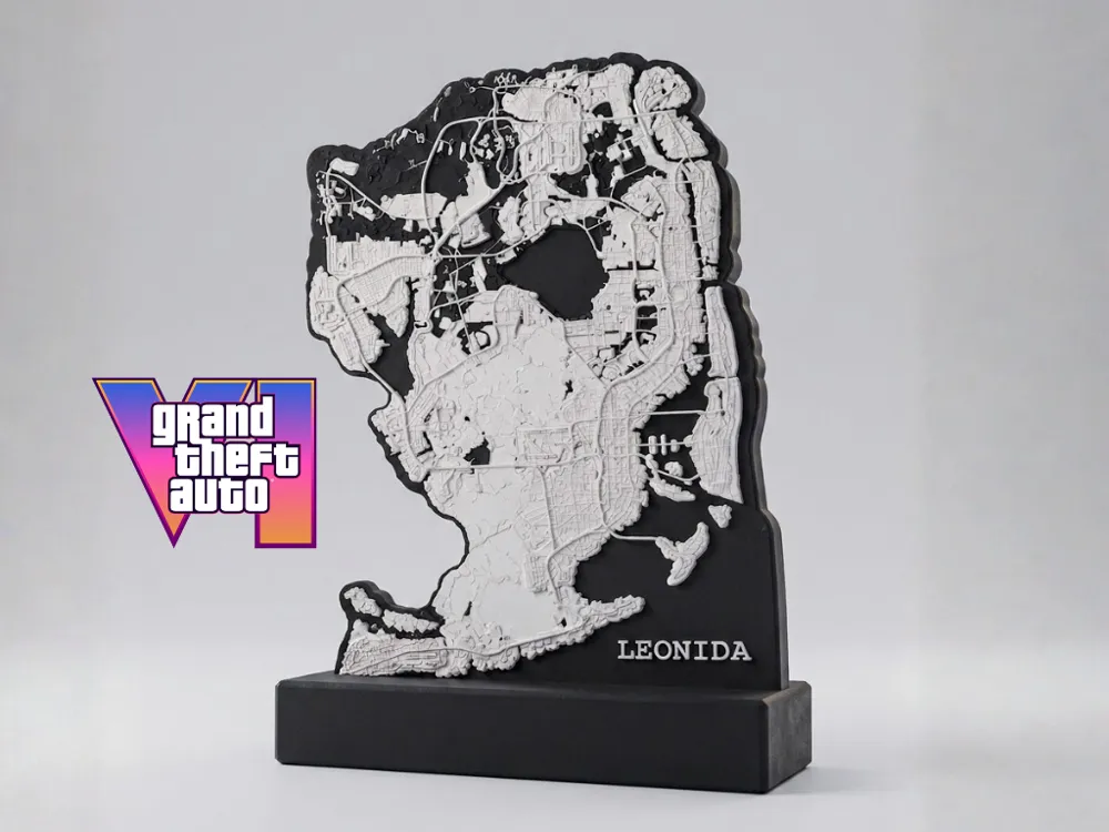 Escenografía en miniatura: GTA 6 Leonida Map | Desk Decoration GTA VI. Referencia del modelo original.