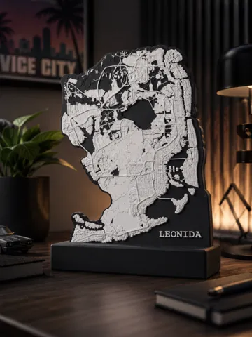Escenografía en miniatura: GTA 6 Leonida Map | Desk Decoration GTA VI — vista de referencia 2